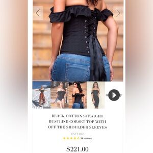 Off-Shoulder Black Corset Top